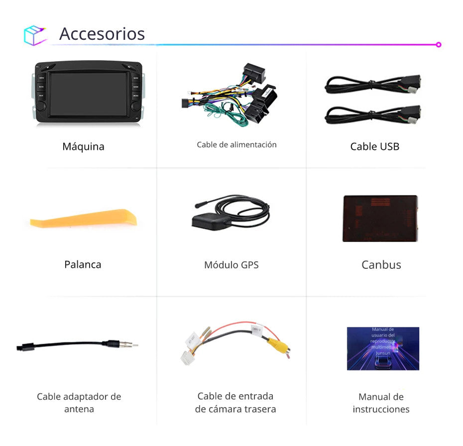 Sistema Multimedia 7" | Mercedes Benz CLK W209 W203 W463 W208 | CarPlay | Android Auto