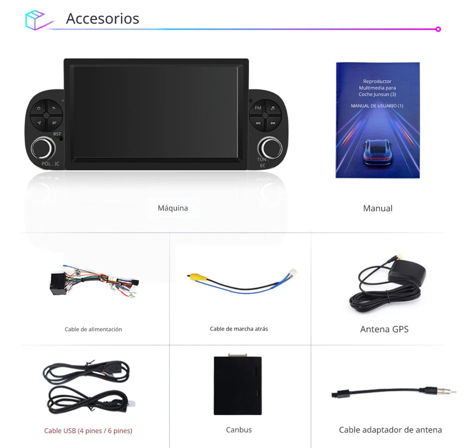 Sistema Multimedia 7" | Fiat Panda 2013 2014 2015 2016 2017 - 2020 | CarPlay | Android Auto