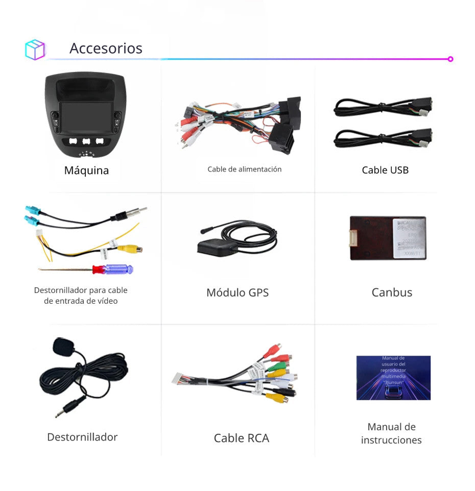 Sistema Multimedia 7" | Peugeot 107 | Citroen C1 | Toyota aygo 2005 2014 | CarPlay | Android Auto