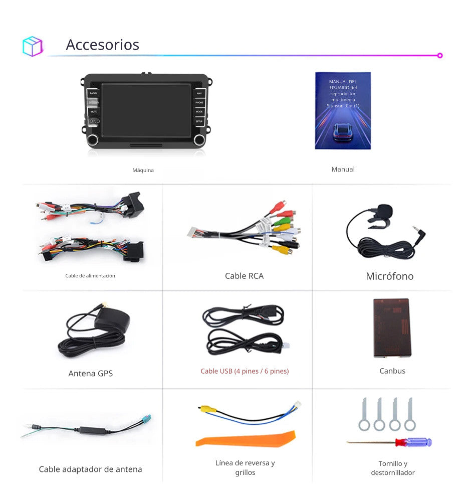 Sistema Multimedia | Seat Leon | Volkswagen Passat B6 B7 | Skoda Octavia | CarPlay | Android Auto