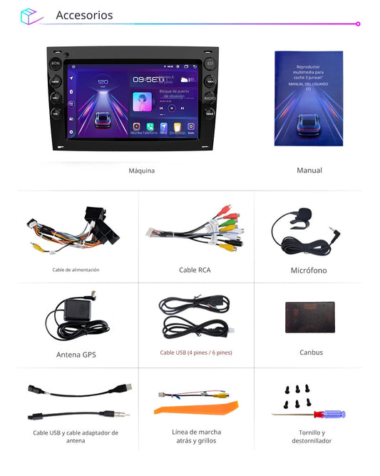 Sistema Multimedia 7" | Renault Megane 2 2002-2009 | CarPlay | Android Auto