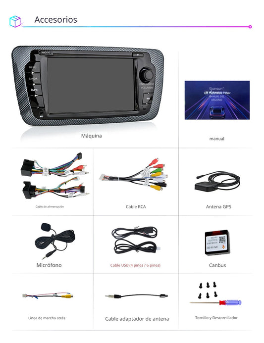 Sistema Multimedia 7" | Seat Ibiza 6j 2009 - 2013 | CarPlay | Android Auto